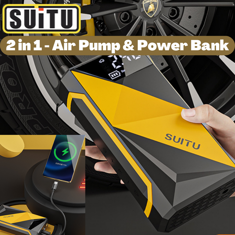 Load image into Gallery viewer, SUITU 2 in 1 Wireless Electric Portable Mini Smart Air Pump Air Compressor Inflator &amp; PD Fast Portable Charger Power Bank - Polar Tech Australia
