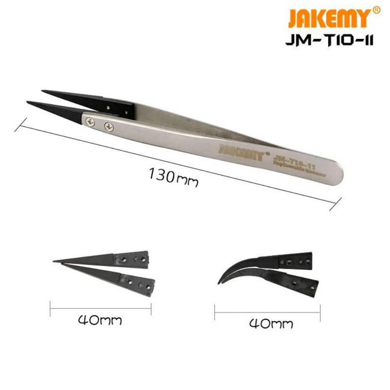 Load image into Gallery viewer, [JM-T10-11] Jakemy Anti-static Stainless Steel Tweezers With Replacement Head - Polar Tech Australia

