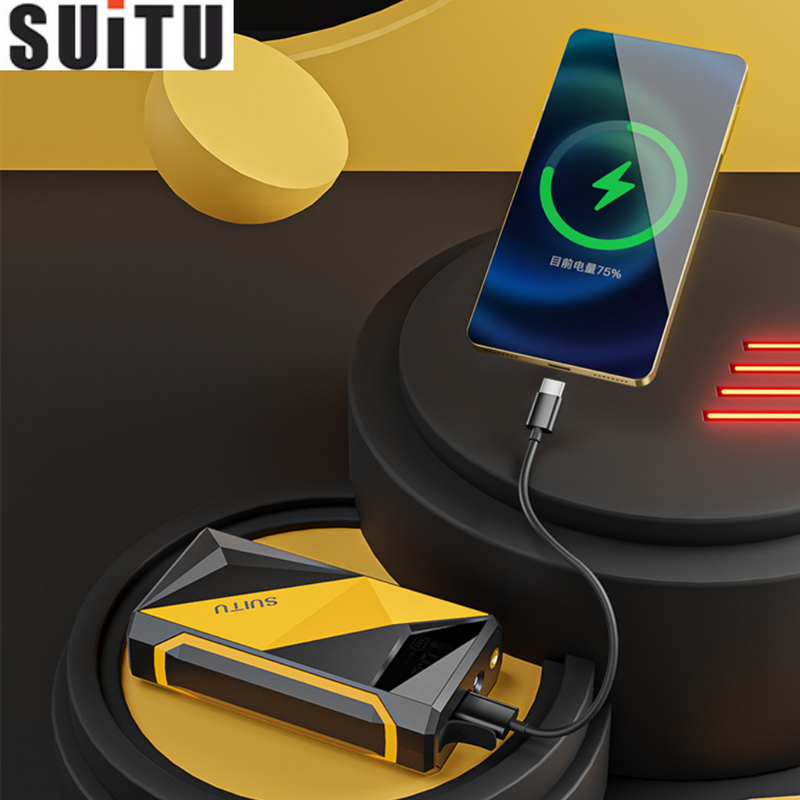 Load image into Gallery viewer, SUITU 2 in 1 Wireless Electric Portable Mini Smart Air Pump Air Compressor Inflator &amp; PD Fast Portable Charger Power Bank - Polar Tech Australia
