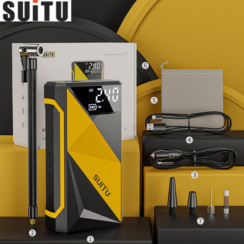 Load image into Gallery viewer, SUITU 2 in 1 Wireless Electric Portable Mini Smart Air Pump Air Compressor Inflator &amp; PD Fast Portable Charger Power Bank - Polar Tech Australia

