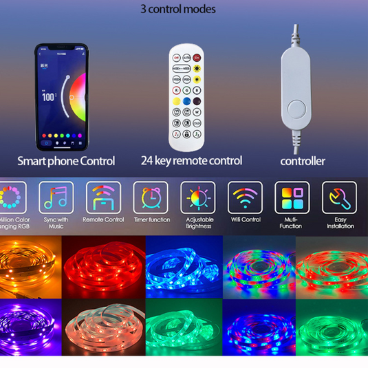 [TUYA Smart Home] IP65 Indoor Outdoor Waterproof Smart Remote Control RGB LED Light Strip Music/Game/Movie Synchronization - Polar Tech Australia