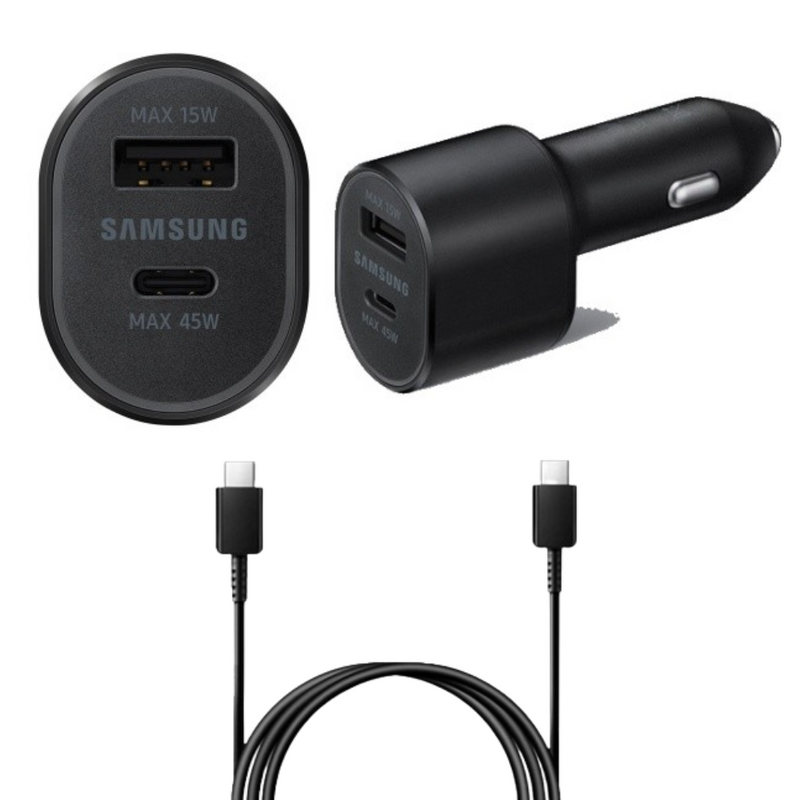 Cargue la imagen en el visor de la galería, [With Cable] Samsung 60W Dual Port (45W Fast PD Type-C USB-C + 15W USB QC 3.0) Car Charger Power Adapter - Polar Tech Australia
