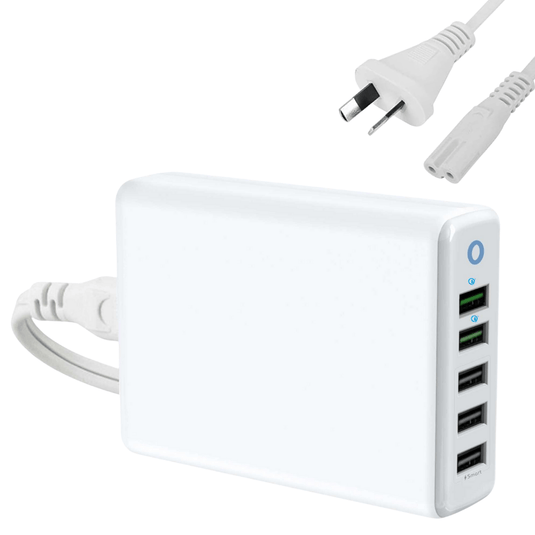 Qualcomm QC 3.0 60W 5 Ports Universal Phone & Tablet Desktop USB Port Wall Charge Station Adapter 1.6M Length  (AU Plug) - Polar Tech Australia
