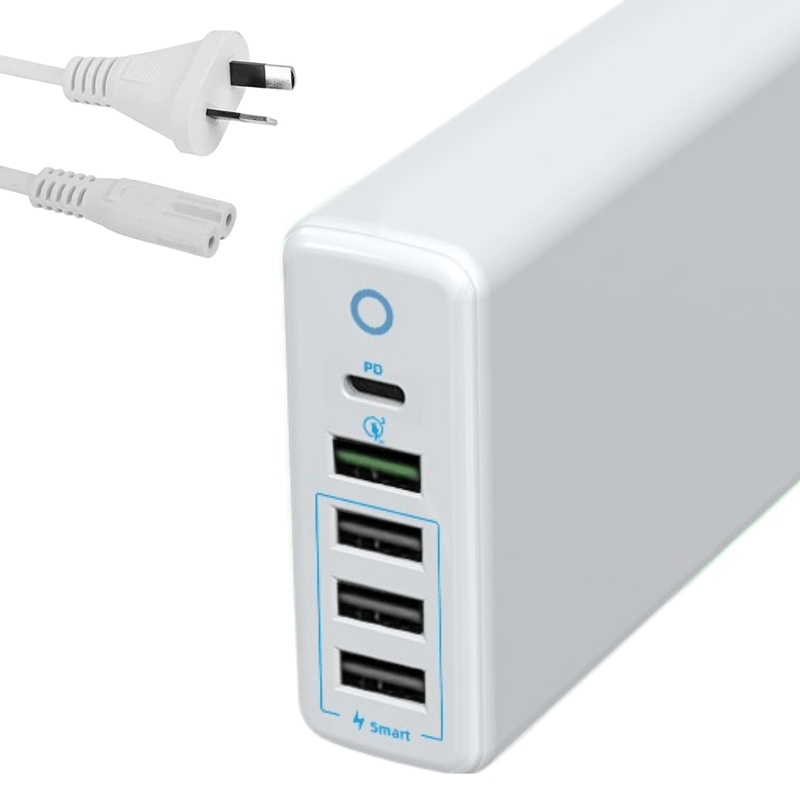 Load image into Gallery viewer, Qualcomm QC 3.0 PD 60W 5 Ports Universal Phone &amp; Tablet USB &amp; Type-C Desktop Wall Charger Station Adapter 1.6M Length  (AU Plug) - Polar Tech Australia
