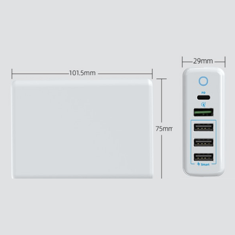 Load image into Gallery viewer, Qualcomm QC 3.0 PD 60W 5 Ports Universal Phone &amp; Tablet USB &amp; Type-C Desktop Wall Charger Station Adapter 1.6M Length  (AU Plug) - Polar Tech Australia
