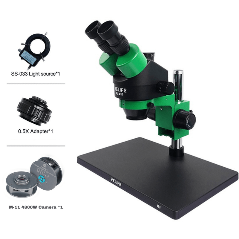 Load image into Gallery viewer, RELIFE 0.7x - 4.5x Trinocular HD Stereo Microscope (With Large Operation Base) Mobile Phone PCB Motherboard Repair Tool (RL-M3T-B3) - Polar Tech Australia
