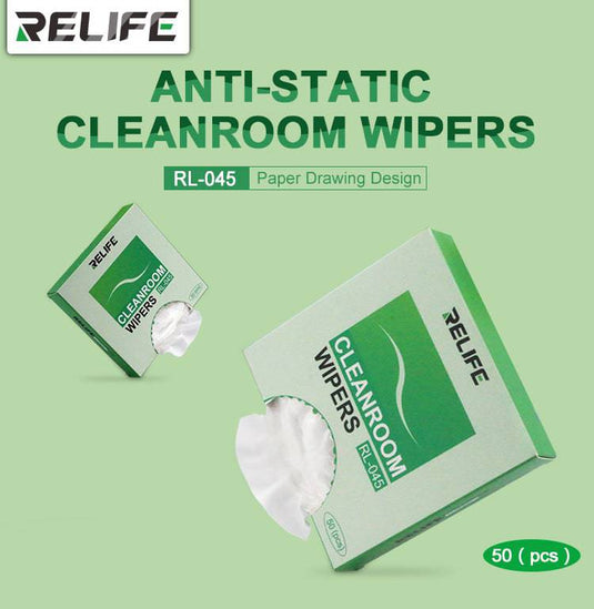 Relife (RL-045) 50 x Anti-Statics Cleanroom Screen LCD Contact Cleaning Wipes Cloth Wipers - Polar Tech Australia