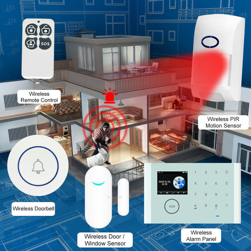 Load image into Gallery viewer, [TUYA Smart Home][A01 Kit] Tuya WiFi+GSM+GPRS Wireless Home Security PIR SOS Alarm System Set - Polar Tech Australia
