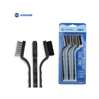 [SS-046] SUNSHINE 3-in-1 Silver Gold steel Antistatic brush IC maintenance and cleaning of mobile phone motherboard Elbow brush - Polar Tech Australia