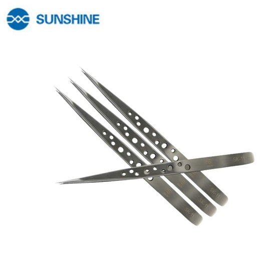 Sunshine SK-11 Stainless Steel Precision Tweezer (Straight Tip) With Heat Dissipation Hole - Polar Tech Australia