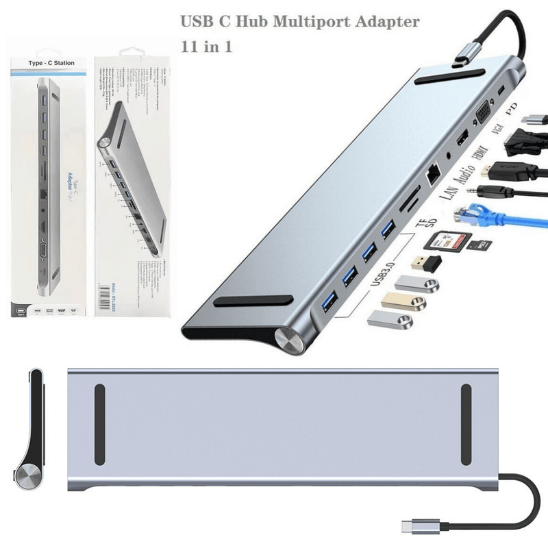 Cargue la imagen en el visor de la galería, Universal MacBook Laptop USB-C Type-C 11 in 1 Dock Station Extension Hub (BYL-2003) - Polar Tech Australia
