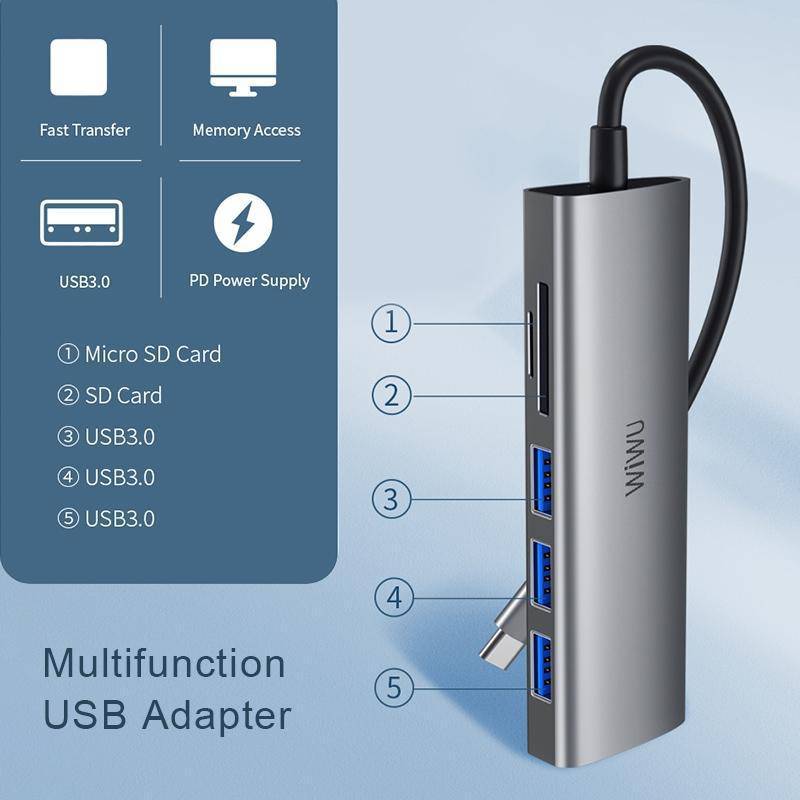 Cargue la imagen en el visor de la galería, WIWU Alpha 532ST 5 In 1 Multi-function USB-C / Type-C HUB Adapter - Polar Tech Australia
