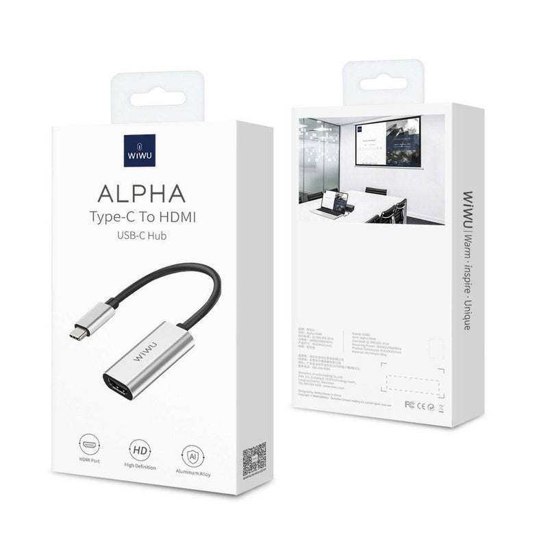 Load image into Gallery viewer, WIWU ALPHA Type-C to HDMI Adapter USB-C HUB Aluminum Alloy Connector Cable (Length 1.1M) - Polar Tech Australia
