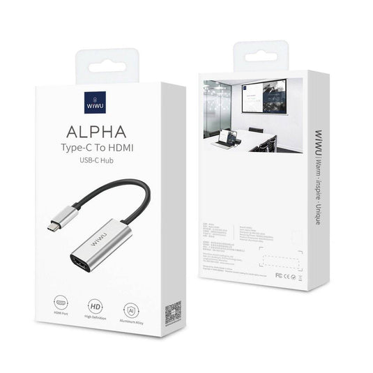 WIWU ALPHA Type-C to HDMI Adapter USB-C HUB Aluminum Alloy Connector Cable (Length 1.1M) - Polar Tech Australia